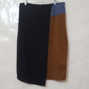 Chicwish Women's Elegant Color Block Faux‎ Wrap Midi Skirt - Size XL